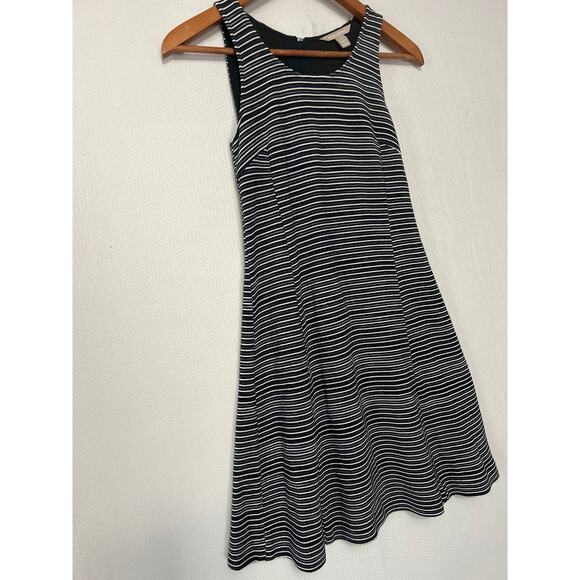 Banana Republic Navy White Striped Sleeveless Fit & Flare Zipper Dress 00P - Picture 4 of 11